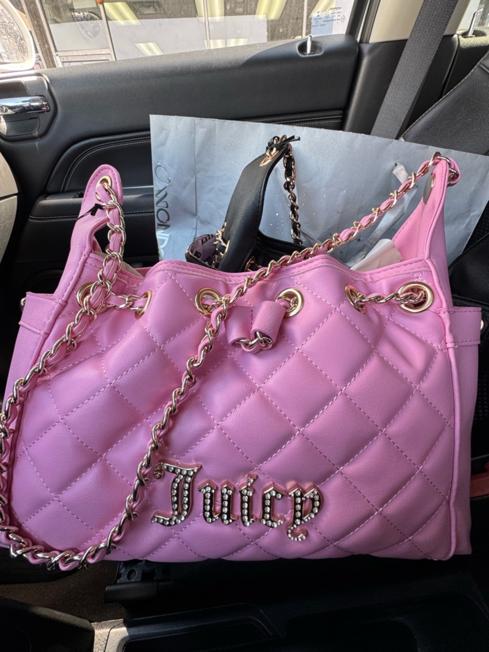 Juicy Couture Quilted Bubblegum Pink Chain-Detail Shoulder Bag